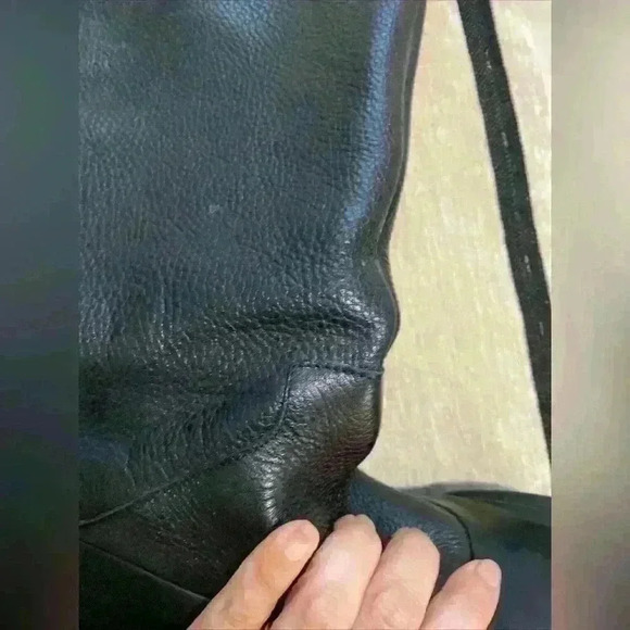 ZARA Faux Shearling Lined Mid-Calf Leather Boots Black Lug Sole Sz 38 - Picture 10 of 14